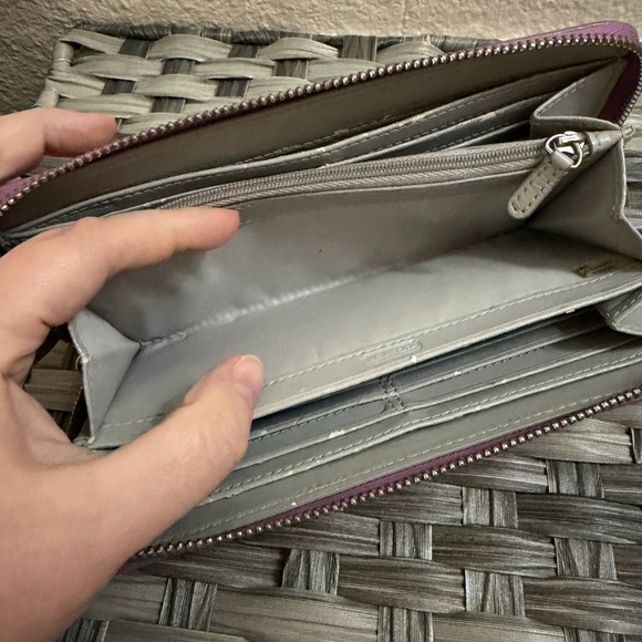 Coach Purple Leather Zip Around Wallet Wristlet - Picture 12 of 15